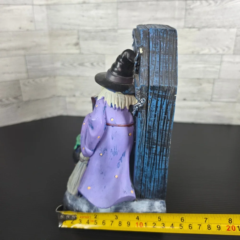 Vintage Halloween Witch Figurine Coffin Cauldron Pumpkin Resin Decor 11 inch
